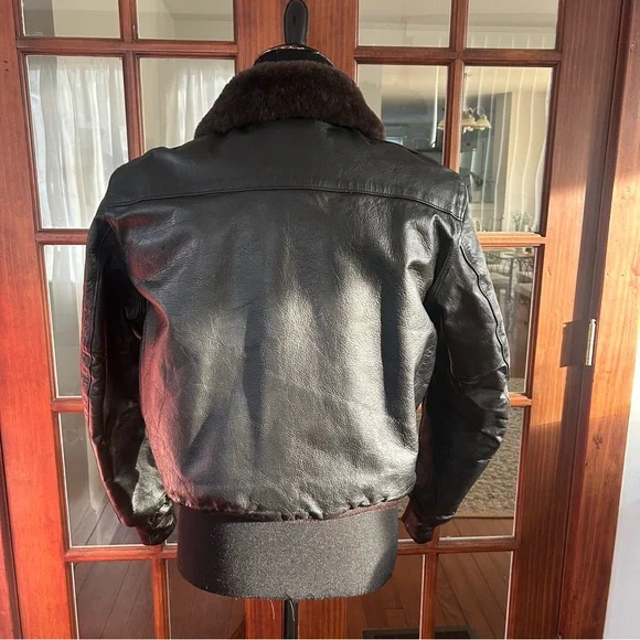 Vintage LL Bean G-1 Goatskin Leather Bomber Flight Jacket 42 Wool Quilt Lined - Picture 4 of 16